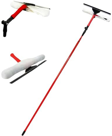 AAMEN 3.5M Telescopic Conservatory Window Cleaning Kit, Window Cleaning Equipment, Glass Cleaner, Window Squeegee, Cleaning Brush Tool Kit, Telescopic Window Cleaner Extension Pole