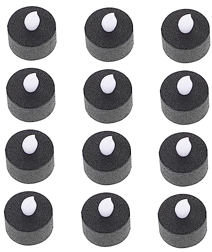 HOOTNEE 12 Pièces Bougie Lumière Fausses Bougies Chauffe-Plat LED Lampe Chauffe-Plat Sans Flamme Paillettes Noires Accessoires De Photo De Mariage s De Mariage