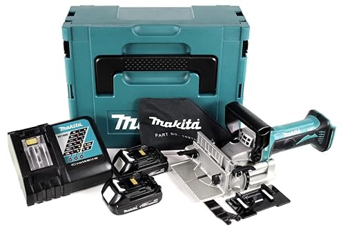 Makita DPJ 180 RYJ 18 V Li-Ion Akku Nutfräse im Makpac + 2 x 1,5 Ah Akku + Ladegerät