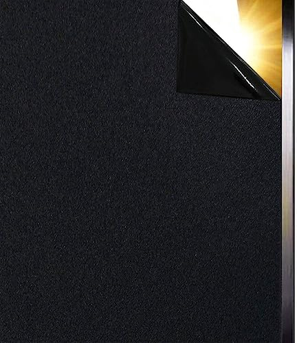 Qualsen Blackout Window Film Privacy Black Window Film100% Total Light Blocking Window Tint Non Adhesive Window Matte Black Out Decorative Film (30 x 200cm)