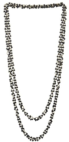 COOLSTEELANDBEYOND Schöne Schwarz Holz Wulst Lange Kette Lätzchen Halsband Halsketten Anhänger, Multi-Strang