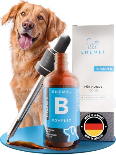 ENEMEL Vitamin B Komplex Hund Tropfen 100 ml – flüssiges Vitamin B für Hunde zur einfachen Anwendung, B-Vitamin Komplex zur täglichen Ergänzung & Fütterungsroutine, Premium Qualität Made in Germany
