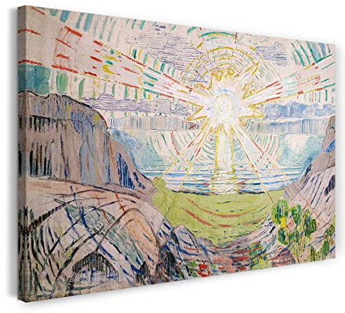 Leinwandbild (30x20cm) Edward Munch: Die Sonne (1910/1911), Leinwand auf Keilrahmen gespannt und fertig zum Aufhängen, hochwertiger Kunstdruck aus deutscher Produktion