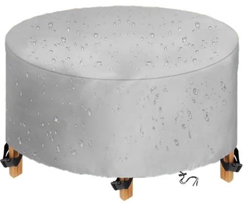 TopIdea Housse Table de Jardin Ronde 600D Housse Protection Table Jardin Housse de Protection Salon de Jardin Imperméable Housse de Table Exterieure Housse de Meuble Étanche Ronde 160x75cm