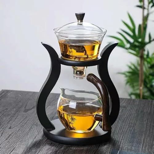 QIUMING Heat-Resistant Glass Tea Set Water Diversion Rotating Cover Bowl Automatic Tea Maker Lazy Kungfu Teapot Drinking