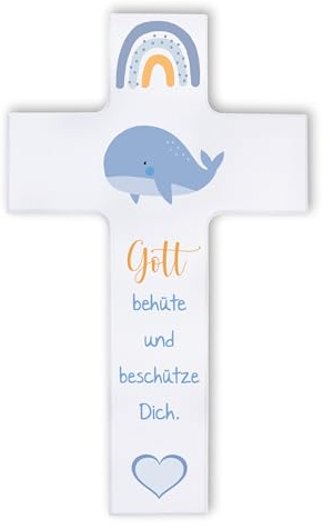 Fritz Cox Kinderkreuz WAL | christliches Geschenk für Kinder | Gotte behüte und beschütze blau,15cm