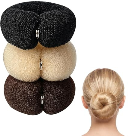 3PCS 20cm Donut Haar Bun Maker Ring Style Bun Haar Bun Maker DIY Haar Schaum Ring Shaper Snap Roll Bun Tool für Frauen(3 Farben)