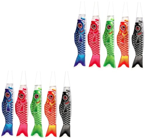 Sosoport 10stücke Teiliges Japanische Karpfenflagge Bunte Fischflaggen Für Dekoration Im Freien Sanfter Wind Vielseitige Nutzung Stilvolles Design Für Feste Und Garten