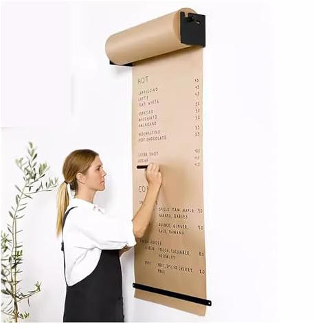 Vertikaler Kraftpapier-Rollenschneider-Spender, 12/24/36/48 Zoll breites Kraftpapier-Rollenset für Notizen/DIY-Zeichnungen, an der Wand montierter Kraftpapier-Spenderhalter (Größe: 48 Zoll/120 cm br