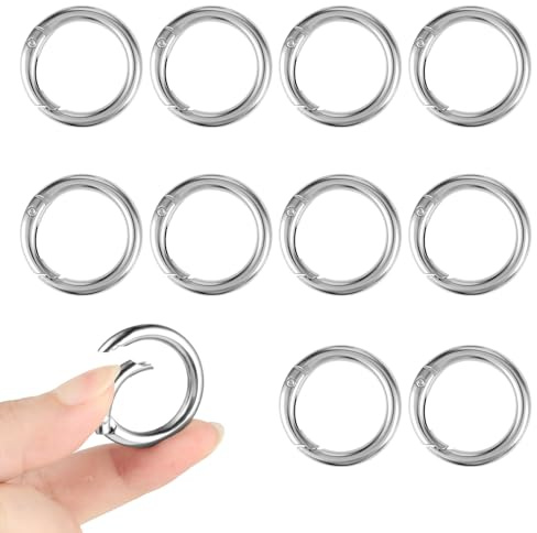10 Stück Mini Karabinerhaken Schlüsselringe Klein Runde Karabiner Schlüsselanhänger 33mm Spaltring O Ring Schlüsselring Karabiner Geldbörsen Kettenclip DIY Schlüsselbund Zubehör (Silber)