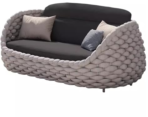 KPHYMOD Gartenmöbel Set Terrassenmöbel Für Den Außenbereich, Wetterbeständiges Rattan-Sofa, Couchtisch, Großes Esszimmermöbel-Set Für Die Veranda Im Freien(Size:3-Seat Sofa)