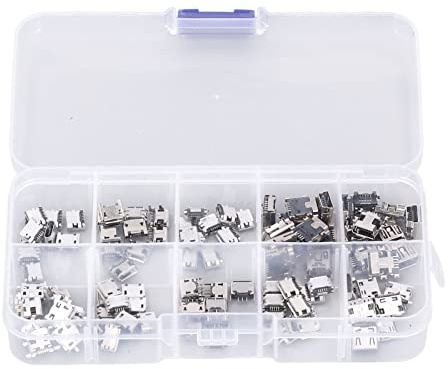 Haosie Micro USB Port, 100PCS Replacement Connector Female Socket | Micro USB Plug Connector Kit for Digital Products