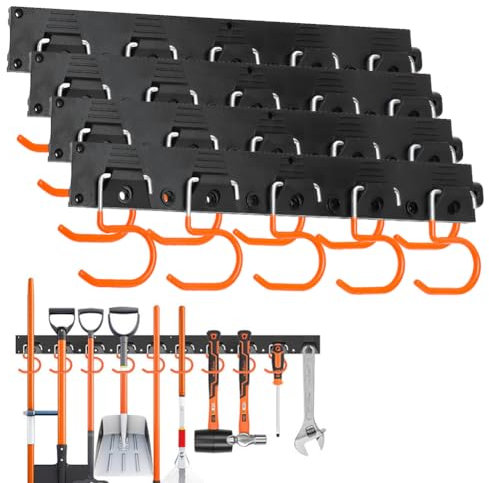 Umllpet Portautensili da giardino, 4 x 43 cm, per attrezzi da giardino, supporto per pala, supporto da parete, attrezzi da giardino, porta attrezzi per garage, cantina, ripostiglio, giardino