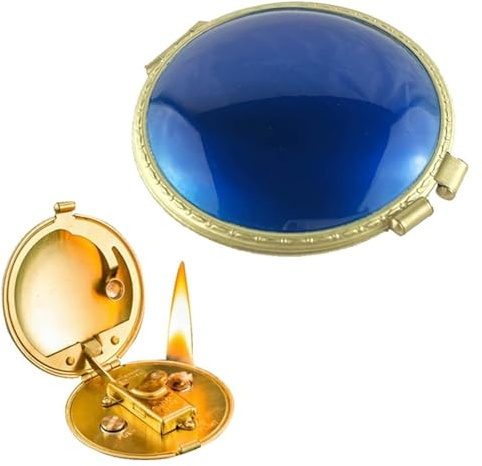 Encendedor de queroseno vintage de metal en forma redonda con encendido automático, encendedor compacto recargable con líquido, encendedor de mecha de metal antiguo de cobre, regalos para hombres y mu