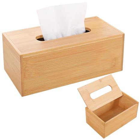 Lvjkes Taschentuchbox Holz, kosmetiktuchspender, Mit Flip-Top-Deckel Rechteckige taschentücher Box aus Bambus, glatt und gratfrei, geeignet für Badezimmer, Schlafzimmer, Büro, Wohnzimmer und Küche