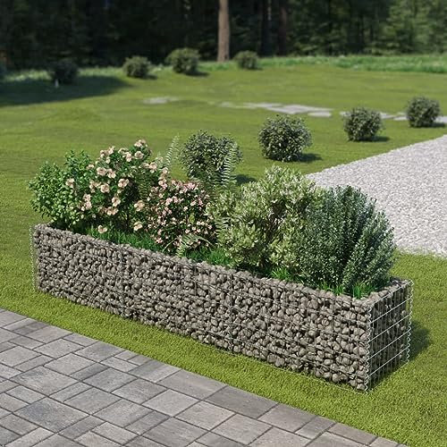 Juroupi Lit surélevé à Gabion Acier galvanisé 270x50x50 cm Bordure Pierre,Kit Gabion,Gabion Jardiniere