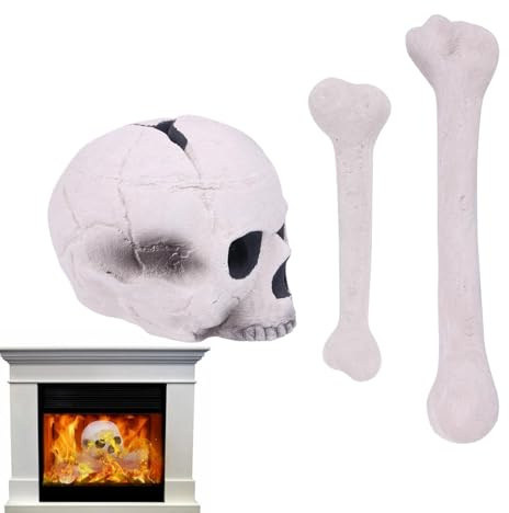 Feuerstelle Totenköpfe, Horror Feuerstelle Steine, Keramik Feuerstelle Schädel Log für Lagerfeuer, Lagerfeuer, Kamin, Feuerstelle, Keramik Halloween Dekor