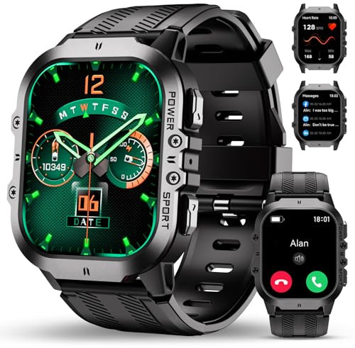OUKITEL BT20 Reloj Inteligente Hombre con Llamadas Bluetooth, 1.96” Smartwatch Hombre de con Oxímetro, Pulsómetro, Monitor de Sueño, Impermeable Smartwatch con 120+ Modo Deportivos para Android/iOS