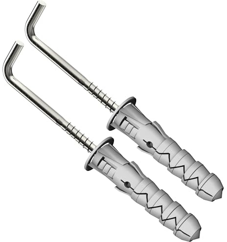 DIYUK Haken zum Aufhängen L-Form mit Dübel M6x30mm (Packung mit 5 Stück) Vierkantschrauben Haken Wandaufhänger