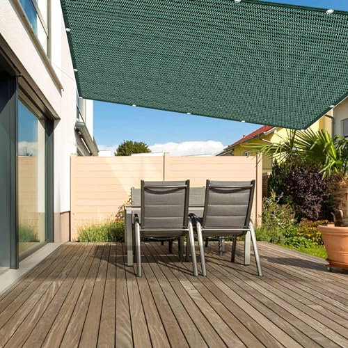 Grande vela parasole quadrata, 40,6 x 93,6 m, traspirante, resistente ai raggi UV, per giardino, patio e piscina, facile installazione, verde scuro