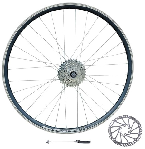 QR 26 (ETRTO 559x19) MTB Mountain Bike REAR Wheel + 7 speed Freewheel (11-32t) + 160mm Disc Rotor - Sealed Bearing (6 Bolt) Disc Brake Hub (Very Smooth hub) - Double Wall Rim – 32x Silver Spokes