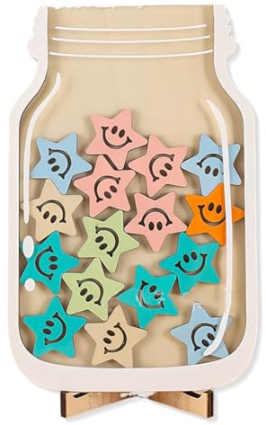 ZEPIQOR Magnetisch Belohnungsglas Für Kinder, Star Reward Jars, Personalisiertes Belohnungsglas, Motivierendes Belohnungsglas, Belohnungsglas Für Lehrer, Sterne Anreizglas Aus Holz Für Heimschüler