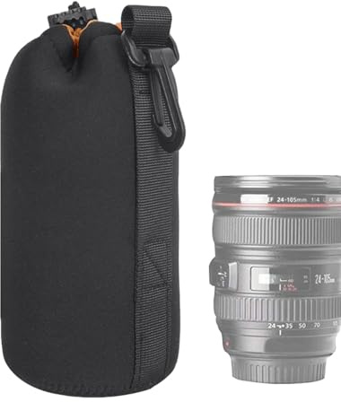 Fmzrbnih Linsfodral – mjuk neopren DSLR-linsväska, kameralins förvaringsfodral | skyddande tjock vadderad neoprenpåse, multifunktionssäkert skydd för DSLR SLR-kameralins, (10 cm, 14 cm, 18 cm, 25 cm),