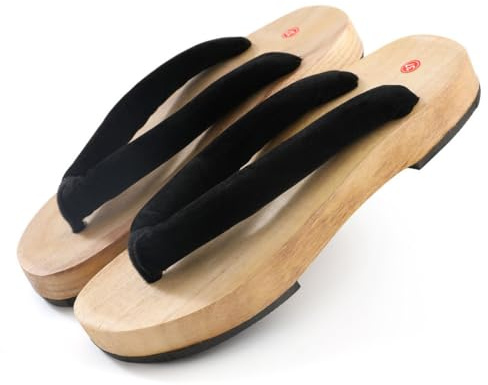 VENYAA Sandalias de Zuecos de Madera para Mujeres,Japoneses Tradicionales Zapatillas Zuecos,Ocio Kimono Zuecos de Playa Fuera de Casa Zapatillas(Size:EU 36,Color:Negro)