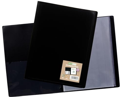 eco-eco eco161 A4 100% recycelt, 120 Hüllen, flexibler Einband, Portfolio, Buchordner, Präsentationsbuch, Schwarz