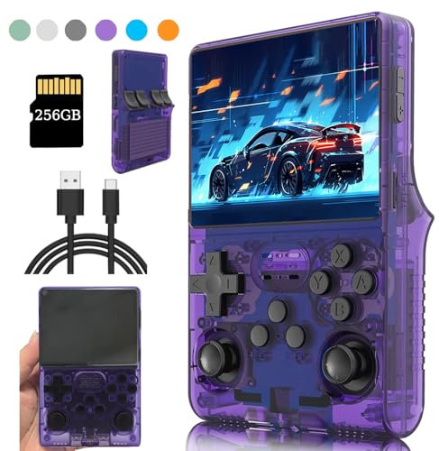 R40S PRO - Console da gioco portatile in stile retrò, 256 GB, con 30000+ giochi, sistema Linux da 3,5 pollici, schermo IPS, per ragazzi e ragazze