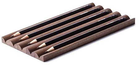 Oakywood - Stifthalter Holz - Stiftständer, Stift Organizer, Pen Display Holder Stand - für Kugelschreiber und Schreibgeräte - Desktop-Organizer für Büro, Schule, Zuhause - 5er-Satz - Walnuss