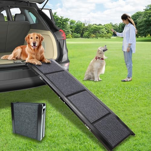 Aitakatta Hunderampe für Auto, 177,8 cm L & 50 cm B tragbare faltbare Haustierrampe mit rutschfester Teppichoberfläche, Kletterleiter für mittelgroße und große Hunde, Outdoor-Hunderampen für LKW, SUV