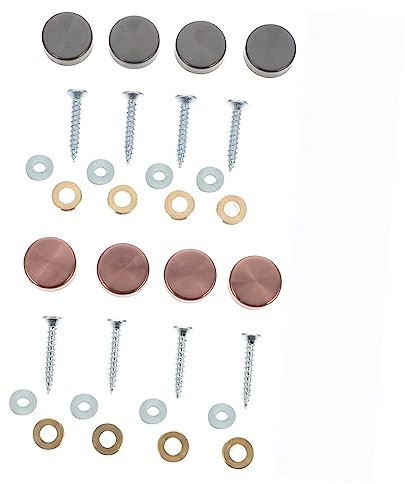 TOPPERFUN 8 Sets 16mm 304 Stainless Steel Mirror Fixing Screws Black and Rose Gold Brushed Decorative Caps Flat Advertising Nails for Glass and Sign Installation