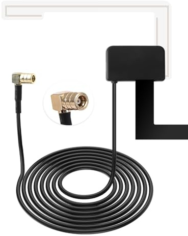 DAB + Car Radio Aerial for Alpine Kenwood Pioneer Clarion JVC, 3 Meter Dab Car Antenna with SMB Adapter, Dab Aerial with RG174 Cable Glass Windscreen Mount for AM FM Tuner