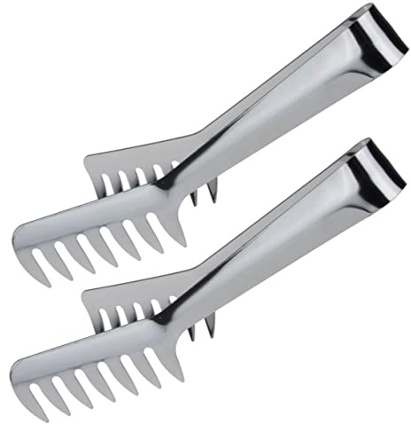 VINTORKY 2pcs Stainless Steel Spaghetti Tongs Pasta Clip Cooking Tool for Spaghetti Noodles Teeth Kitchen Utensils