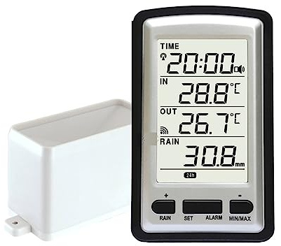 SMTYXS Pluviomètre sans Fil Station Météo Enregistreur De Température Intérieur/extérieur