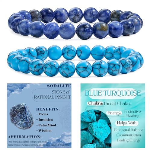 Bivei 3-teiliges Perlenarmband Damen Handgefertigter Naturstein Heilsteine Edelstein Perlen Armband, Yoga, Meditation, Schutz Geschenk