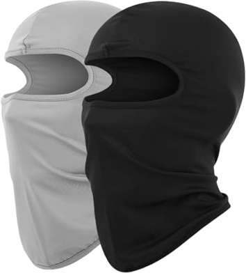 JiaYouLC 2 Pack Kids Lightweight Balaclava Childs Thin Helmet Liner Ski Face Mask for Skiing Cycling Fishing (UK, Alpha, One Size, Black + Gray)