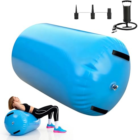 Airtrack Aufblasbare Air Roll, 100CM PVC Air Rolle Turnen GymnastikMatte Gymnastik Tumbling Yoga Gymnastik Tumbling Matte mit Pumpe für Handfeder Hinten Training Heimgebrauch Fitnessrolle Outdoor