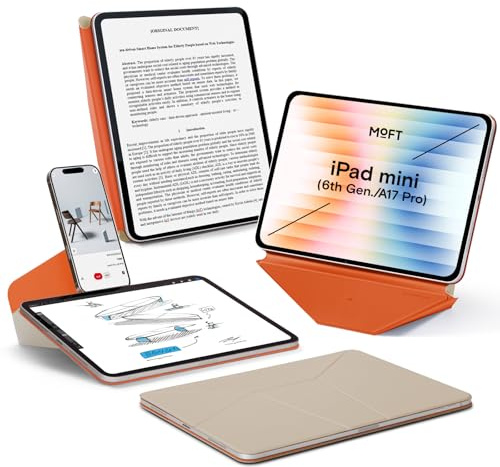 MOFT Dynamic Folio Case for iPad Mini 7 (A17 Pro 2024)/Mini 6 2021, 8.3 Inch,Silm Magnetic Stand Case with 20+ Viewing Angles, Auto Wake/Sleep, Ultra Thin, Beach White x Terracotta