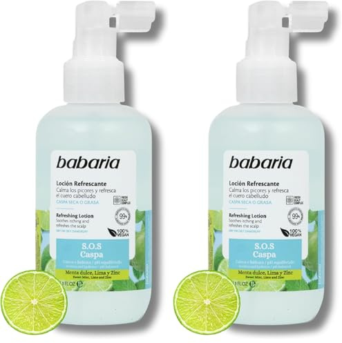 Babaria - Locion Anticaspa Hidratante Pelo | Anticaspa Hombre Y Anticaspa Mujer | Hidratante Pelo Que Calma El Picor | Locion Anticaspa Con Menta Dulce | Anticaspa mujer y hombre 150ml (Paquete de 2)