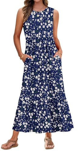 AUSELILY Summer Maxi Dresses for Women UK Sleeveless Ladies Long Dresses
