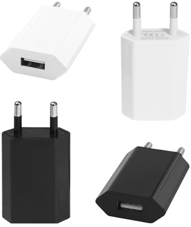 4 Pcs Universal Cargador USB de Pared 5V 1A, Enchufes de Cargador USB Adaptador, USB Enchufe para Cable de Carga Fuente de Alimentación 5W Bajo Consumo de Energía, para i Phone XS MAX XR X 8 7 6 6S