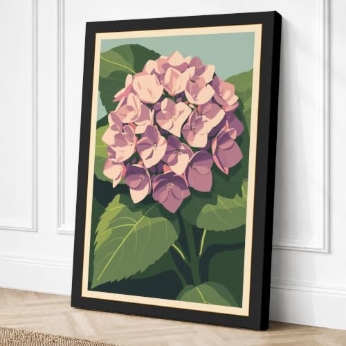 Hydrangea Botanical Canvas Wall Art Print 24x16 Inch | Ready to Hang, Gallery Wrapped, Fade-Resistant Inks, Securely Packaged, UK Made