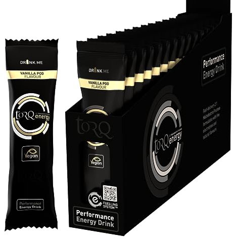 Torq Energy Drink Vanilla Isotonic Energy Drink Powder - Electrolyte Powder Energy Drinks High Carbohydrates 30g per 500ml and Sodium - Single Serve Packs - Box of 15