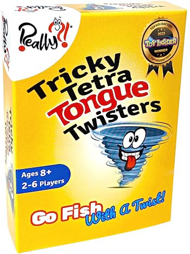 Really?! Tricky Tetra Tongue Twisters, Card Game for Kids and Adults, Family Party Game, Kids 8-12, Fun SLP Learning Games, Gifts for Boys Girls, Memory Games