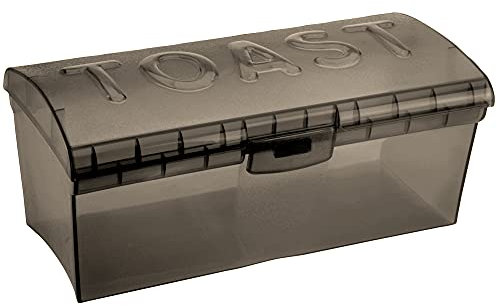 hibuy Boîte à pain - Idéale pour sandwich et avec fermeture à clic - Anthracite transparent - 30 x 14 x 13 cm