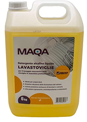 MAQA 6 Kg Detersivo lavastoviglie professionale concentrato, lavastoviglie liquido adatto ad acque dure
