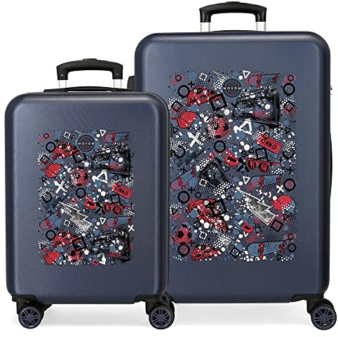 Movom Free Time Resväskor Set Multifärg 55/65 cms Stelt ABS Kombinationslås Sidan 56L 6 kg 4 Hjul Bagage Hand, Flerfärgad, Talla única, Bagageuppsättning