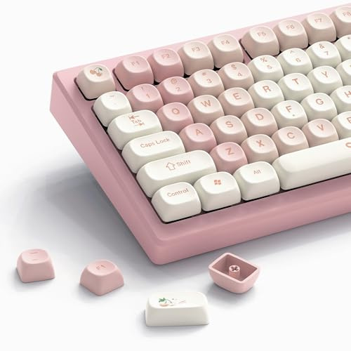 Womier PBT Keyboard Keys 60/65/75/100% - Thermal Sublimation MOA Profile, Pink and Cute Custom Set for Cherry MX Mechanical Keyboard 61/64/68/84/87/100/104/108, Pink